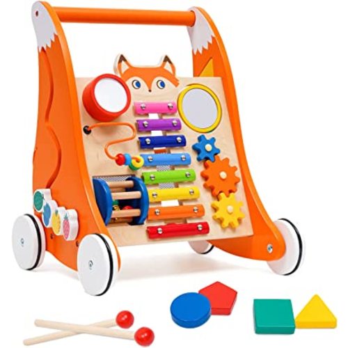 Wooden Baby Push Walker Baby Walker Kids Activity Center Push Toys for Babies Learning to Walk Toddler Push & Pull Toys Learning Walker Stroller Walker with Wheels for Baby