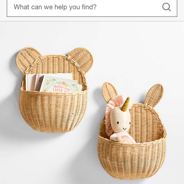 Wicker Bear Kids Wall Basket