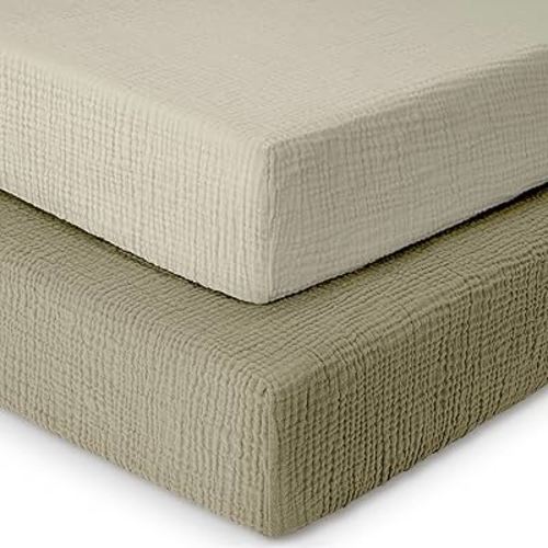 Amazon.com : Dreamology Standard Crib Sheets,Muslin Crib Sheets Girls,Boys,2 Pack,Super Soft,100% Cotton Crib Sheet Neutral for Standard Crib and Toddler Mattress Fitted Sheet,52x28 Crib Sheet | Olive and Ecru : Baby