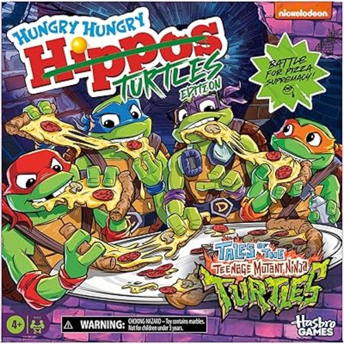 Hungry Hungry Hippos: Teenage Mutant Ninja Turtles Edition Game | Ages 4 and Up | 2 to 4 Players | Kids Board Games | Gifts for Preschoolers (Amazon Exclusive)