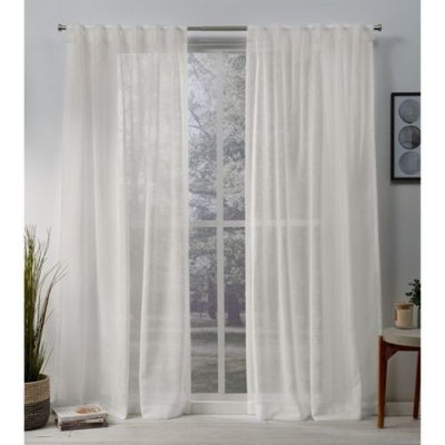 Set Of 2 (84"x50") Belgian Sheer Hidden Tab Top Curtain Panel White - Exclusive Home: Mid-century Modern Decor