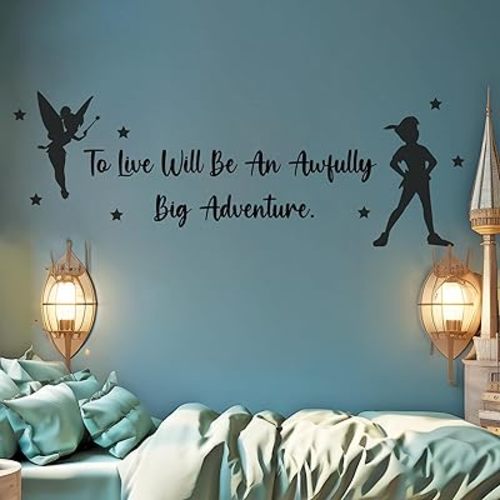 to Live Will Be an Awfully Big Adventure - Tinker Peter Pan - Baby Girl Boy Unisex Room - Mural Wall Decal Sticker for Home - Multiple Size Options (Wide 50"x 17" Height)