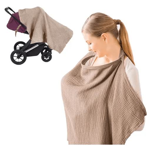 Breastfeeding Nursing Cover, 100% Cotton Nursing Scarf cover Mother Nursing Apron, (Brown)