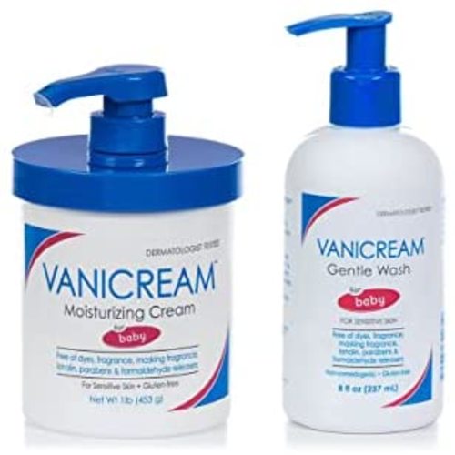 Vanicream Baby Moisturizing Cream, 16 Oz & Gentle Wash with Pump for Baby, 8 Oz