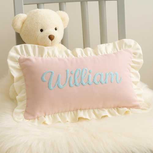 Monogrammed Embroidered Name Pillow, Custom Punch Needle, Personalized Baby Shower Gift, Newborn, New Mom, Nursery Decor, Baby Gift Idea