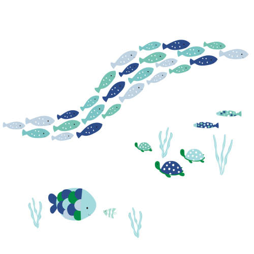 Oceania Aqua/Blue Aquatic Fish Wall Decals/Stickers – Lambs & Ivy