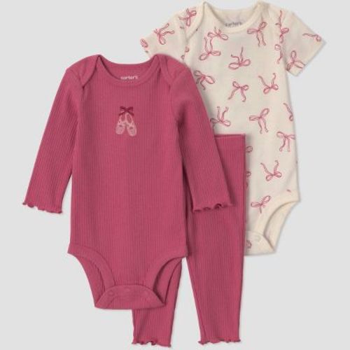 Carter's Just One You® Baby Girls' 3pc Ballet Printed Bodysuit and Leggings Set - Pink Newborn