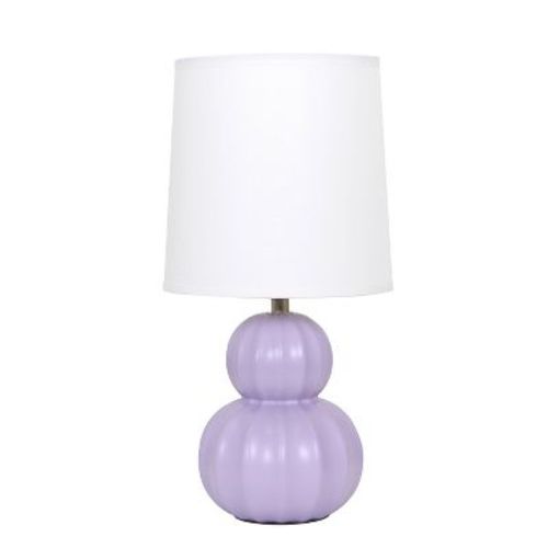 Simple Designs Chic Glow Stacked Double Gourd Ceramic Table Lamp Lavender White Shade