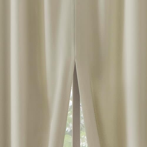 Sun Zero Belize 2-Pack Magnetic Closure Pleated Look Theater Grade 100% Blackout Back Tab Curtain Panel Pair, 52" x 84", Cream