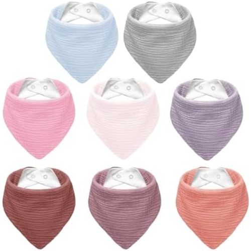 Muslin Baby Bibs,Soft Triangular Baby Bandana Drool Bibs for Baby Boy Girl,Solid Colors Bib for Drooling Teething