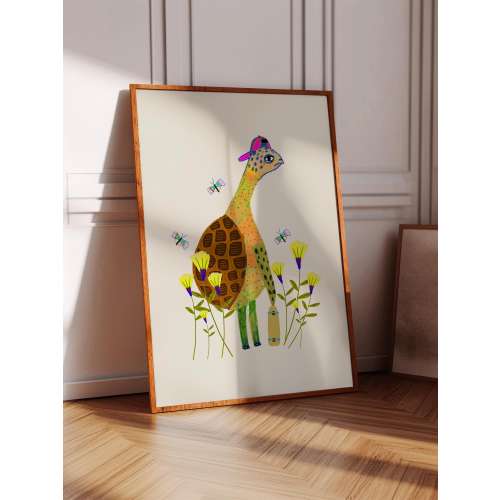 Turtle Skater Art Print, Kids and Nursery Decor, Children's Playroom, Trendy, Animal, Skateboarder Wall Poster - For Baby Shower, Birthday