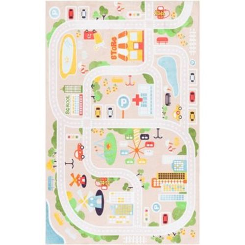 Santa Monica Kids SMK124 Machine Washable Skid-Resistant Power Loomed Indoor Area Rug - Beige/Ivory - 8'x10' - Safavieh Kids