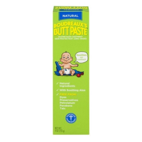 Boudreaux's Butt Paste Diaper Rash Ointment - With Natural Aloe - Preservative Free, 4oz Tube