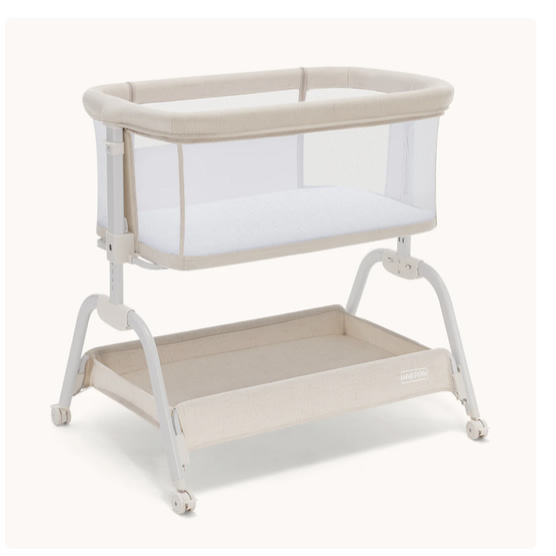 HARPPA Cuddly Lite | 2-in-1 Baby Bassinet & Bedside Sleeper for Newborns with Anti-Reflux Mattress | Adjustable Height, Attaches to Bed, CPSC Certified, Tool-Free Setup & Portable Wheels | Safe Co-Sleeping, Compact Design for Small Spaces, Ideal for Newbo