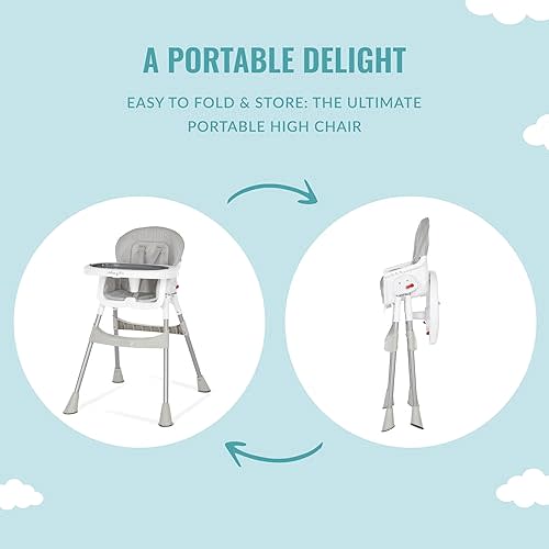 Portable 2-in-1 Tabletalk High Chair, Convertible Compact High Chair, Light Weight Portable Highchair, Grey