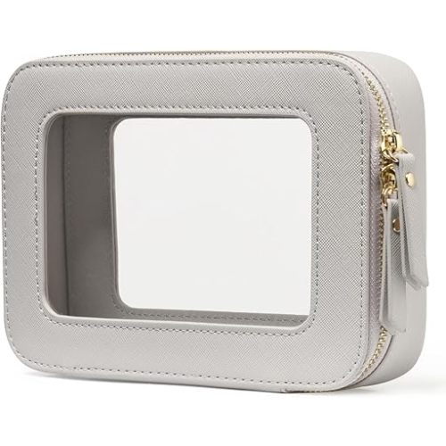 Popvibe Clear Makeup Bag Travel Cosmetic Case Transparent Toiletry Bag with Zipper, Portable Make Up Organizer Traveling Compact Car Bag for Essentials