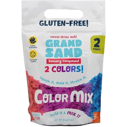 Chuckle & Roar - Grand Sand Color Mix - Tactile Construction Sand - Educational Fun for Preschoolers - Fidget Arts and Crafts for Toddlers - Never Dries - Ages 3 and Up