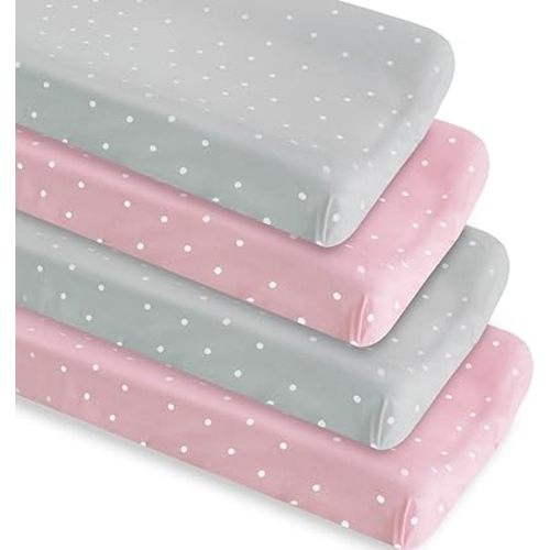 Changing Pad Cover Fitted for Boys Girls, 4 Pack Baby Changing Table Cover Sheets Neutral, Soft Breathable for 32"x16" Diaper Change Table Pad, Bassinet Sheets