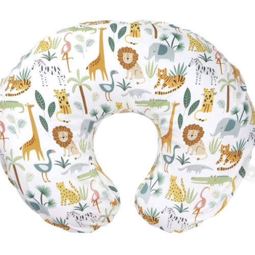 Boppy Original Nursing Pillow, Colorful Wildlife, Ergonomic Nursing Essentials for Bottle and Breastfeeding, Firm Fiber Fill, with Removable Pillow Cover, Machine Washable