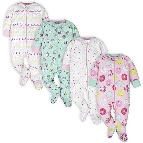 Onesies Brand baby-girls 4-pack Sleep 'N Play Footies Multi Pack