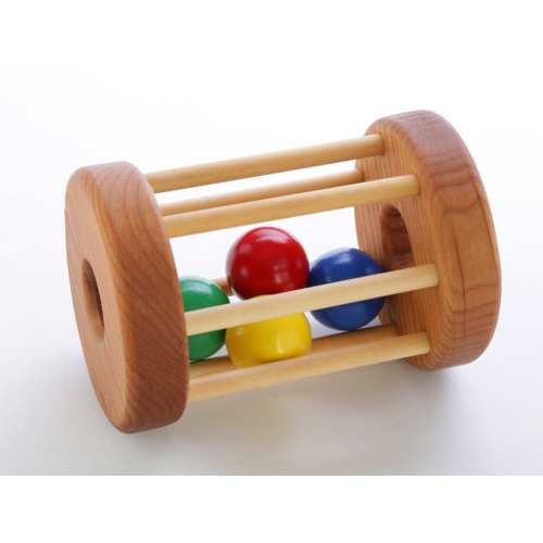 Baby Toy 6-12 Months - Wooden Tumbler Toy - Natural Rattle - Montessori - Ball Cylinder Rolling Toy - Baby Gift -