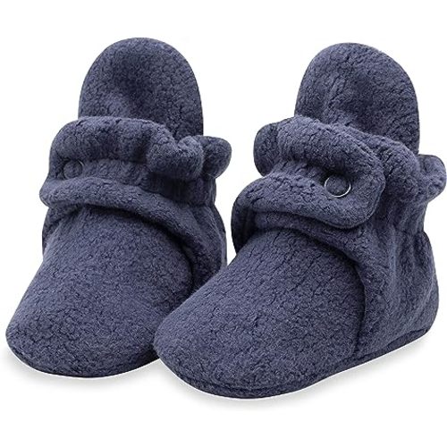 Zutano Unisex Fleece Baby Booties, Soft Sole and Non Slip | Stay On Slipper Socks for Infant/Toddler, Girls, Boys 3-24 Months