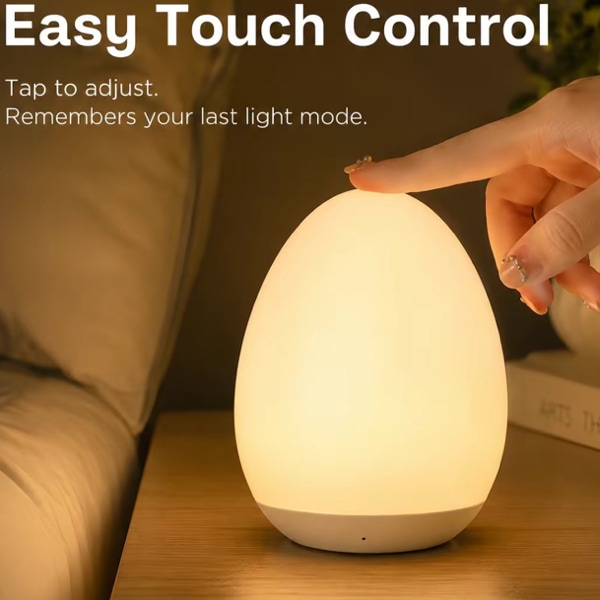 Portable Egg Night Light for Kids,Babies, Rechargeable Tap Light with 7 RGB Colors,Touch Control Adjustable Rgb Lighting Memory Function Bright Led - TikTok Shop