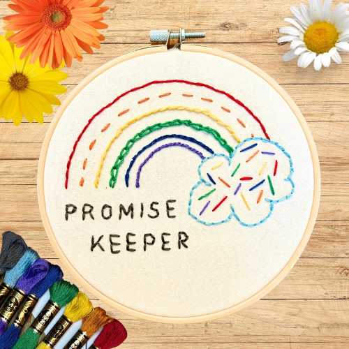 Promise Keeper Kids Kit – Beginner Christian Embroidery Kit for Children, Learn to Stitch with Scripture