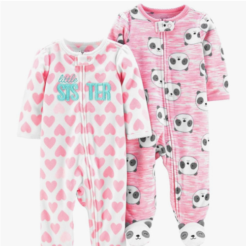 Simple Joys by Carter's Baby Girls' Fleece Footed Sleep and Play, Pack of 2