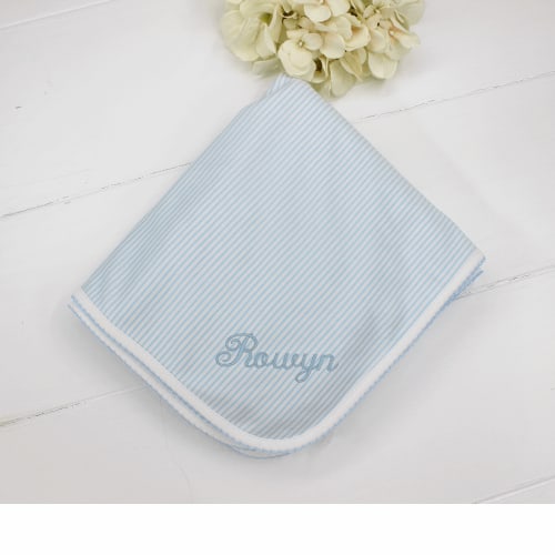 Baby Boys Blue Striped Receiving Blanket Pima Cotton