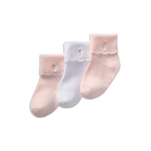 Girls' Scalloped Edge Turn Cuff Socks, Pack of 3 - Baby