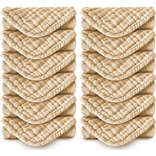 100% Cotton Large 20''x10'' Extra Soft and Absorbent Baby Wash Cloths (12 Pack Brown)