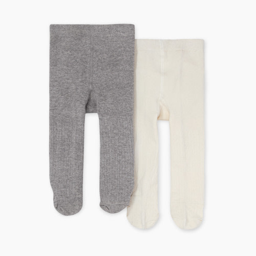 Burt's Bees Baby Ribbed Cotton Tights, Set of 2 - Multi Color, 0-6 Months