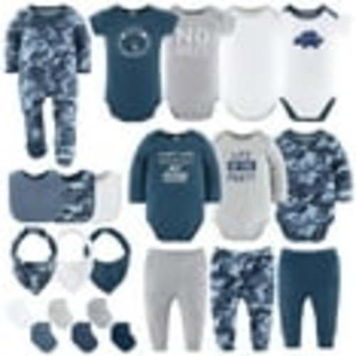 The Peanutshell Layette Gift Set for Baby Boys, Blue Camo, 23 Essential Pieces, 3-6 Months, Blue