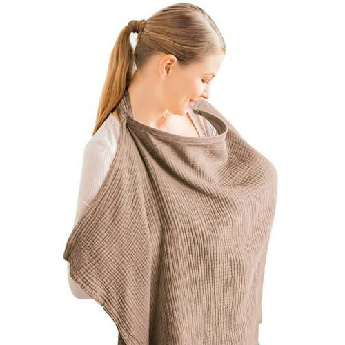 Byseng Nursing Cover for Baby Breastfeeding, Privacy Feeding Cover, Soft Cotton Nursing Apron, Light Tan