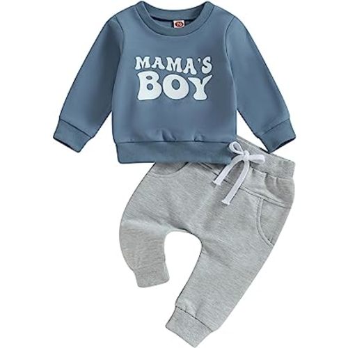 Baby Boy Fall Clothes Set Long Sleeve Letter Print Sweatshirt Pants Toddler Infant Outfits 6 12 18 24 Months 2T
