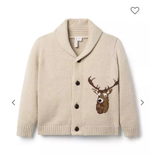 Boy Light Cocoa Heather The Cozy Deer Cardigan by Janie and Jack