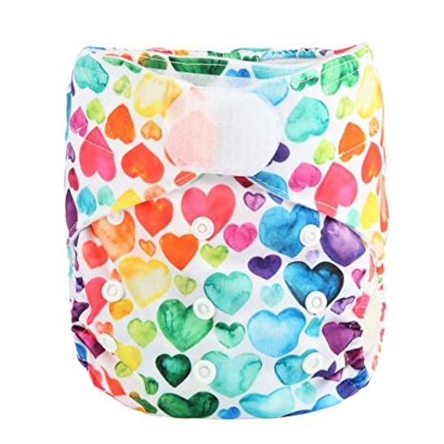 Baby Pocket Cloth Diaper Nappy Hook and Loop (Multicolor Hearts)