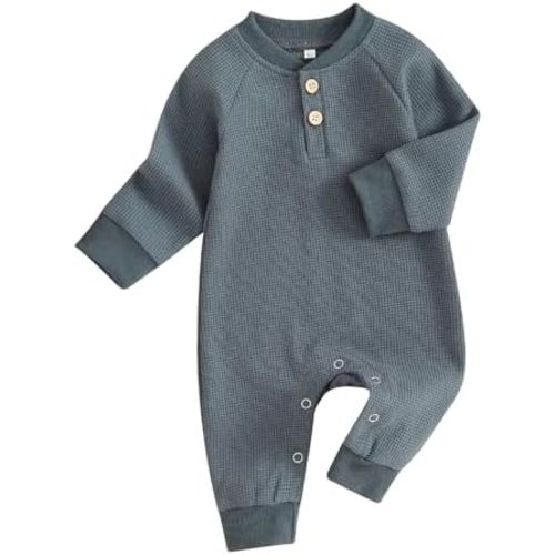 Kuriozud Newborn Infant Unisex Baby Boy Girl Clothes Button Romper Jumpsuit Basic One Piece Outfits