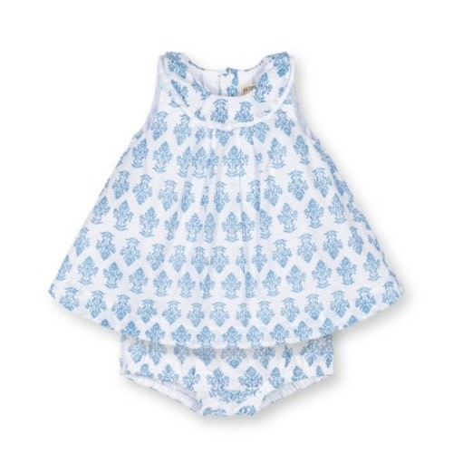 Hope & Henry Layette Baby Girl Organic Ruffle Collar Dress and Bloomer Set, Infant, Size: 6-12 months