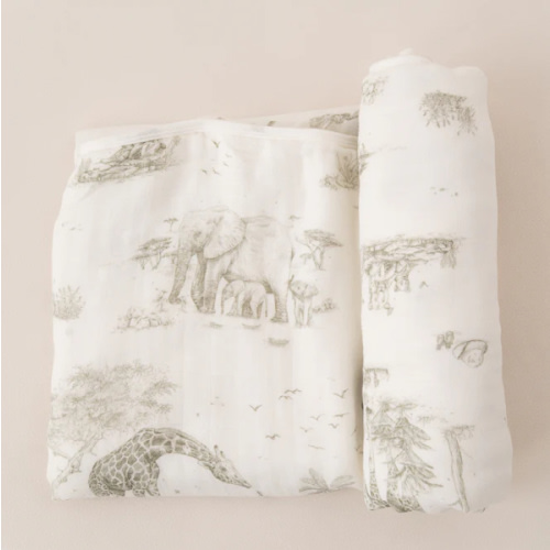 Safari Toile Bamboo Baby Blanket | The Gilded Bird US
