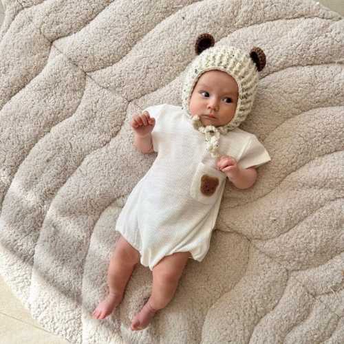 Thick Sherpa Cotton Baby Play Mat, Pearl