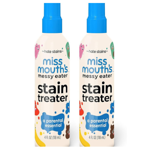 Miss Mouth's Messy Eater Stain Treater Spray - 4oz 2 Pack Stain Remover - Newborn & Baby Essentials - No Dry Cleaning Food, Grease, Coffee Off Laundry, Underwear, Fabric