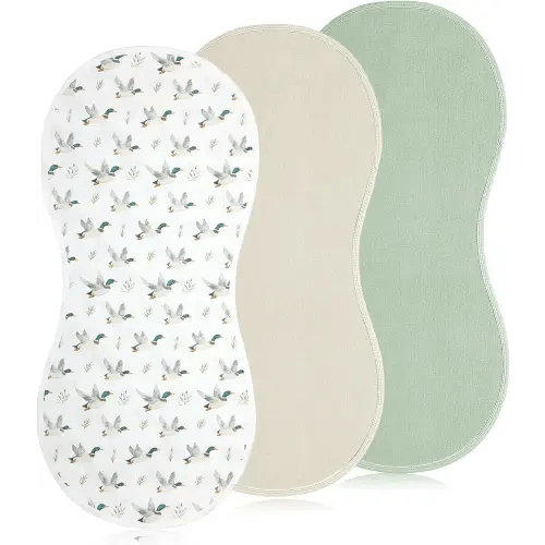3 Pcs Changing Pad Liners Fits in Peanut Shape Changing Pad Waterproof Diaper Mats Organic Cotton Peanut Mats are Warm on a Baby's Back, Washable Reusable (Mallard Duck,Flaxen)
