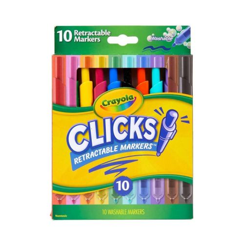 Crayola 10ct Clicks Retractable Markers: Washable Fine Point, Multicolored, School Supplies for Kids, Art & Stationery
