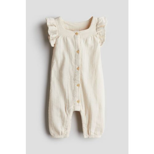 Ruffle-trimmed Muslin Romper Suit