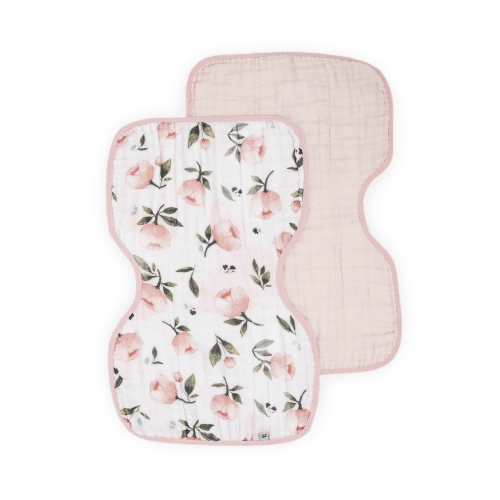 Little Unicorn Organic Cotton Muslin Burp Cloth 2 Pack - Watercolor Floret + Rosie