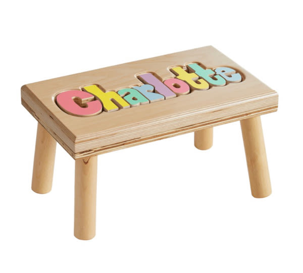 Hollow Woodworks Personalized Puzzle Step Stools