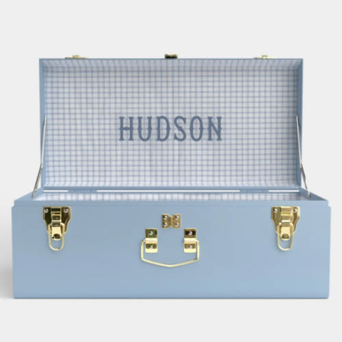 Petite Classic Trunk - Light Blue - Picnic in Blue / Embroidery