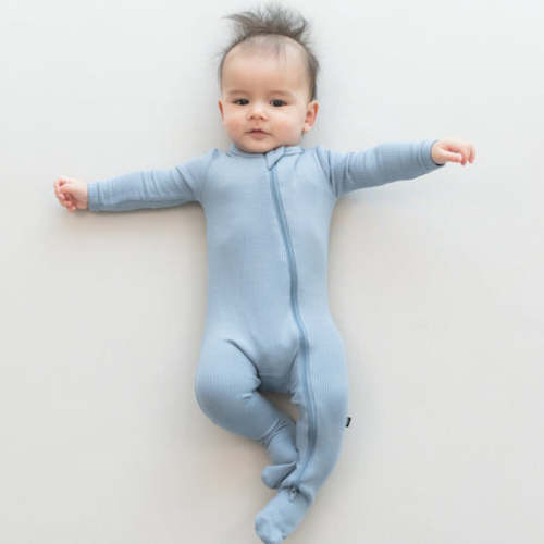 Kyte baby Ribbed Zipper Footie in Slate 3-6 months
